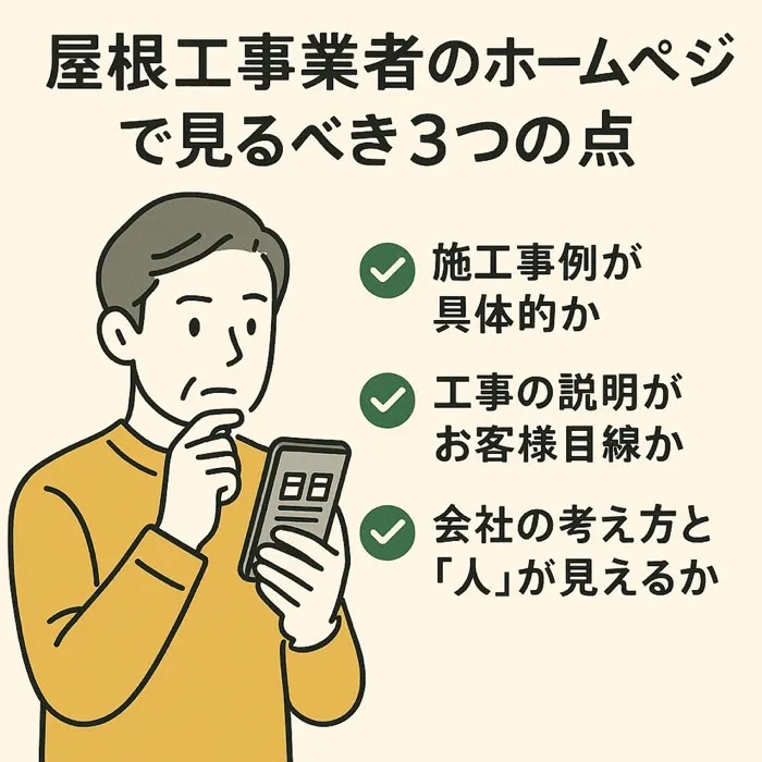 コラム「屋根工事業者のホームページで見るべき3つの点」のサムネイル